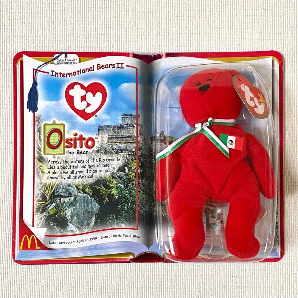 RARE McDONALDS TY TEENIE BEANIE BABY OSITO THE BEAR, INTERNATIONAL BEARS II